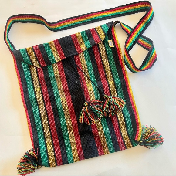Handbags - Pinzon Artesanians Messenger Crossbody Shoulder Bag Boho Hippie Rasta Rainbow